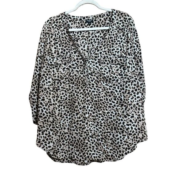 Torrid Top 2X Multicolor Animal Print Harper Roll Tab Sleeve Popover Blouse - Picture 1 of 9
